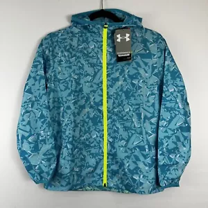 Under Armour Sackpack Windbreaker Jacket Girls Youth Medium NEW Blue Green - Picture 1 of 12