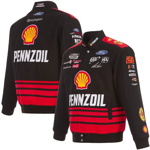 2023 Joey Logano Shell Pennzoil Full-Snap Twill  Jacket  Black JH Design Cover