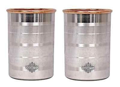 2 x bicchieri per acqua pura - pentole indiane in rame e acciaio inossidabile... - Immagine 1 di 4