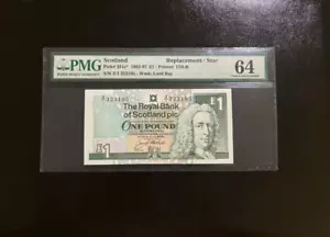 1992(ND)Scotland £1 P351c* "Replacement/Star" Banknote PMG 64 - Picture 1 of 2