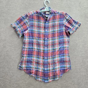 Polo Ralph Lauren Boy Button Up Shirt 12 Multicolor Linen Madras Plaid - Picture 1 of 7