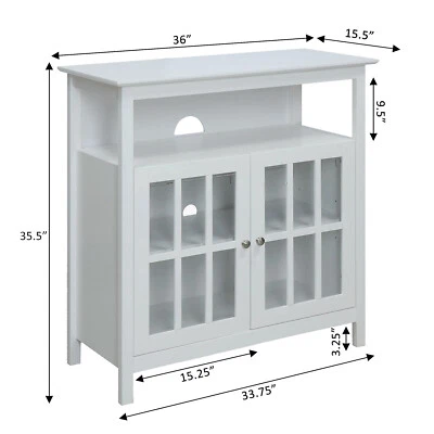Soporte de TV Convenience Concepts Big Sur Highboy con gabinetes de almacenamiento blanco Foto 1 de 3