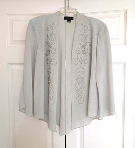 R&M Richards Beaded Godet Jacket Women's Size 16 Open Style Embellished Career - Picture 1 of 17
