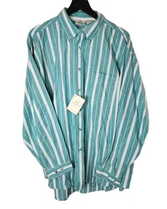 NWT Vintage 417 By Van Heusen Teal And White Striped Button Up Shirt Size XL - Picture 1 of 7