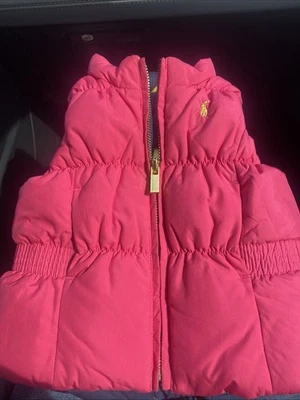 Ralph Lauren 双面 2 合 1 Fuchsia 粉色奶油松饼背心女孩尺寸 6 — 第 1/4 张图片