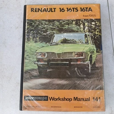 Renault 16-16TS-16TA Intereurope Workshop Manual #141 Hardcover 1965  - Image 1 of 4