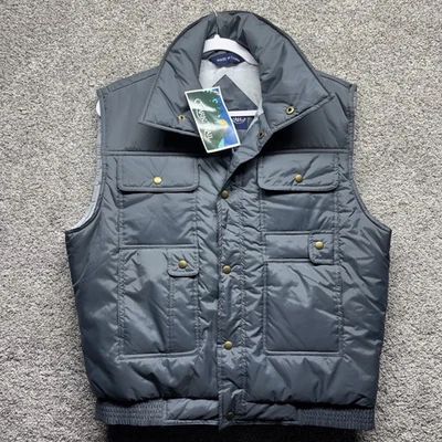 Ozark Trail Vintage Mens Medium Puffer Vest Gray Button Multi-Pocket Fishing NWT - Image 1 of 4