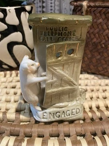 ANTIQUE PORCELAIN PINK PIG OUT HOUSE TELEPHONE BOOTH VASE 2771 German - Picture 1 of 16