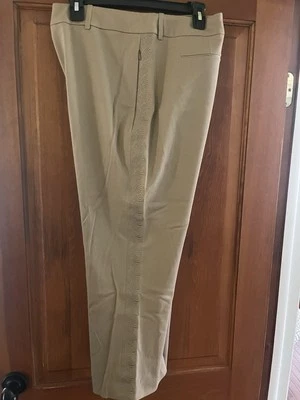 Pantalones Elie Tahari bordados beige tostado talla 14 nuevos sin etiquetas Foto 1 de 4
