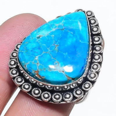 Tibetischer Türkis Birnenform Edelstein verstellbar Ring Handarbeit Schmuck... - Bild 1 von 4