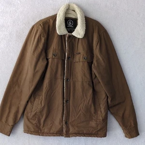 Volcom Mens Brown Canvas Sherpa Lined Barn Coat Size L - Picture 1 of 6