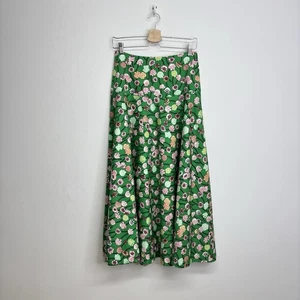 Me + Em Maxi Skirt Floral Print Green UK 10 Cotton Poplin Lantana Flare Midaxi - Picture 1 of 19