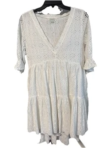 Sundance Jasmine Tiered V-Neck Eyelet Dress in White Size XS Petite - Picture 1 of 9