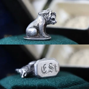Antique Victorian White Metal Bear Fob Pendant - Picture 1 of 11