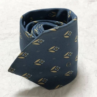 AUTÉNTICA CORBATA GUCCI patrón floral rombo 100% seda azul usada para hombre Foto 1 de 4