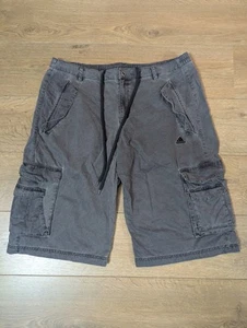 2008 Y2K Adidas Cargo Shorts W35 L24 Oversized Grey Drawstring Pockets - Picture 1 of 11