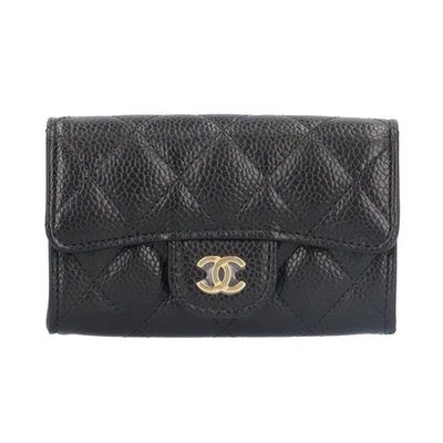 Estuche para tarjetas CHANEL AP0214 piel de caviario clásico con solapa estuche para tarjetas usado Foto 1 de 4