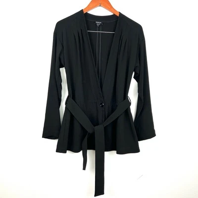 Chaqueta Blazer Worth NY Un Botón Ligera con Cinturón Talla P en Negro Elástico Foto 1 de 4