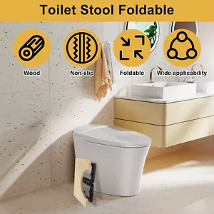 Wood Poop Stool Stable Toilet Stool Folding Adult Toilet Poop Stool US☮ - Picture 1 of 11