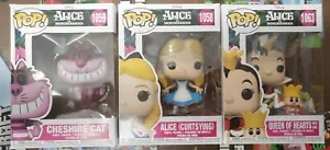 FUNKO POP ALICE IN WONDERLAND LOTTO 3 PEZZI NUOVI ALICE, CHESHIRE CAT, ECC. - Imagen 1 de 4