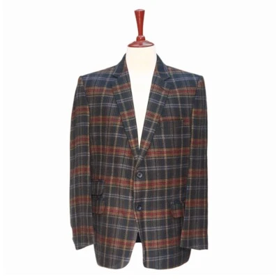 Blazer de lana a cuadros 46R para hombre verde dorado rojo cuadros boda formal abrigo deportivo chaqueta Foto 1 de 4