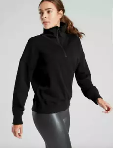 Maglione Athleta Cozy Karma 1/4 zip nero taglia small Petite nuovo con etichette #510393 - Foto 1 di 4