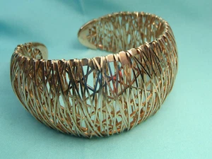Sterling Silver 925 Wire Mesh Tapered Cuff Bracelet Signed ITALY MILOR 34 Grams - Picture 1 of 12