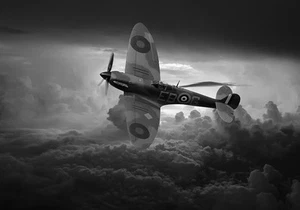 Supermarine Spitfire mk2 bbmf B&W Lona Impresión A1 Talla Envío Gratuito - Imagen 1 de 1