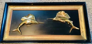 Sailfish Philadelphia Manufacturing Co. Wall Art Vintage MCM Metal/Wood Plaque - Picture 1 of 6