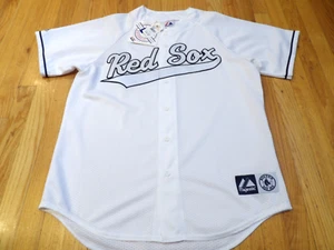 NUEVO CON ETIQUETAS JERSEY VINTAGE MAJESTIC MLB BOSTON RED SOX BLANCO SOBRE BLANCO TALLA L - Imagen 1 de 5