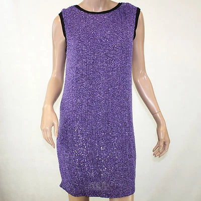 Robert Rodriguez Beaded Lavender Lined 100% Silk Shift Cocktail Dress 2 - Image 1 of 4