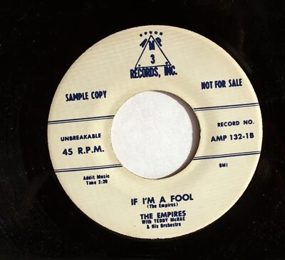 EMPIRES Doo Wop REPRO Promo 45rpm If I'm A Fool b/w Zippety Zip HEAR Foto 1 de 2