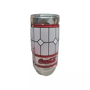 Vintage Coca Cola Logo Drinking Glass Tiffany-Style Frosted Stained Glass 16 oz - Picture 1 of 6