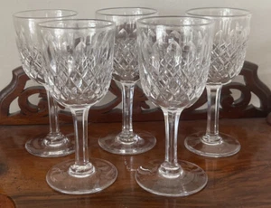A SET OF FIVE WEBB CRYSTAL NORMANDY PATTERN SHERRY GLASSES - Picture 1 of 3