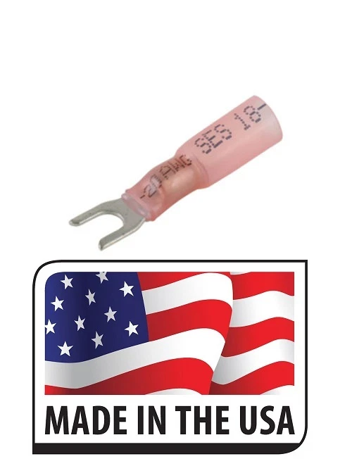 (25 ШТ.) 22-18 Ga #8 КРАСНЫЙ 3 М ТЕРМОУСАДОЧНЫЙ ВИЛОЧНЫЙ ЛОПАТЧАТЫЙ КЛЕММНЫЙ РАЗЪЕМ Сделано в США - Изображение 1 из 1