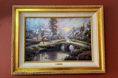 Signed G/P Canvas Thomas Kinkade Limited Edition -Sunset On Lamplight Lane 18x27 - Image 1 of 4