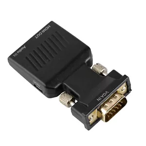 VGA to HDMI Converter 1080P Video Audio PC Laptop Monitor Port Adapter Connector - Picture 1 of 7