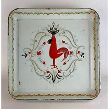 Vintage Marcelline Rooster Tray 13" Metal Serving Platter Mid-Century Retro