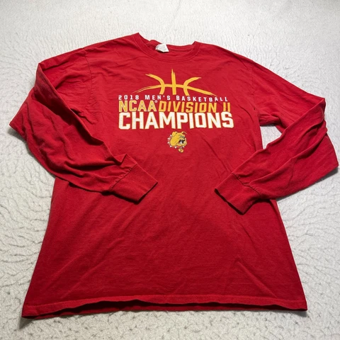 Ferris State Bulldogs T Shirt Mens Medium Red Basketball D2 Champions Top Cover