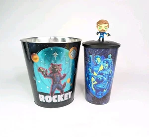 Guardians of the Galaxy Vol 3 Rocket Popcorn Bucket Tin & Star Lord Cup Topper - Picture 1 of 10