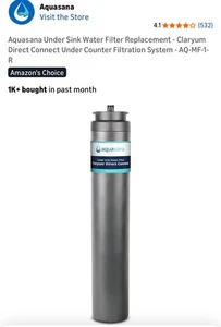 Aquasana Under Sink Water Filter Replacement - Claryum Direct Connect Under Coun - Picture 1 of 5