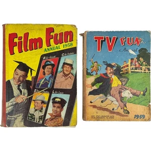 Vintage Annuals Film Fun 1958 TV Fun 1959 Illustrated Cartoons Stories Hardback - Picture 1 of 11