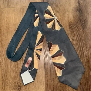 Vintage 40s 50s Tie Necktie Mens Floppy Art Deco Swing Post War Atomic Geometric - Picture 1 of 7