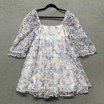 Storia Dress Womens M Colorful Pastel Fairy Sheer Whimsical Mini Babydoll - Image 1 of 4