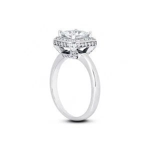 1.88ct F-VS1 Princess Natural Certified Diamonds 14k Gold Halo Engagement Ring - Picture 1 of 3