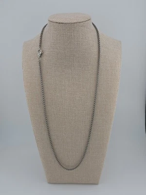 David Yurman мужчин 2,7 мм 24» коробка цепочка ожерелье серый титан и серебро .925 - Изображение 1 из 4