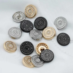5pcs Vintage Metal Buttons with Rhinestone Sunburst Design for Clothing 18-25mm - Picture 1 of 11