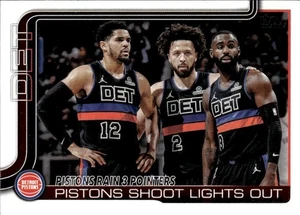 2025-26 Topps #279 Pistones Lluvia 3 Punteros: Pistones Disparan Luces - Imagen 1 de 2