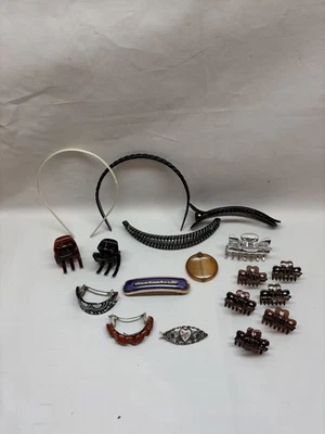 Vintage Hair Clip Lot (18 Pieces) – Mixed Styles Goodie Plastic Metal - Image 1 of 4