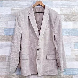 Chaqueta Abrigo Deportivo de Verano de Lino Stafford Beige Príncipe de Gales Cuadros Para Hombre 50R - Imagen 1 de 8